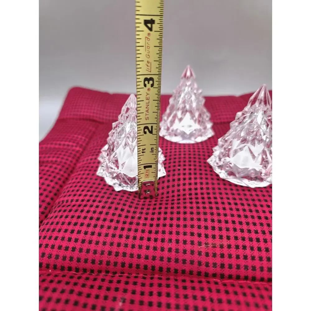 IKEA Vinterfest LED Light Up Clear Acrylic Christmas Tree Figurines Lot of 3